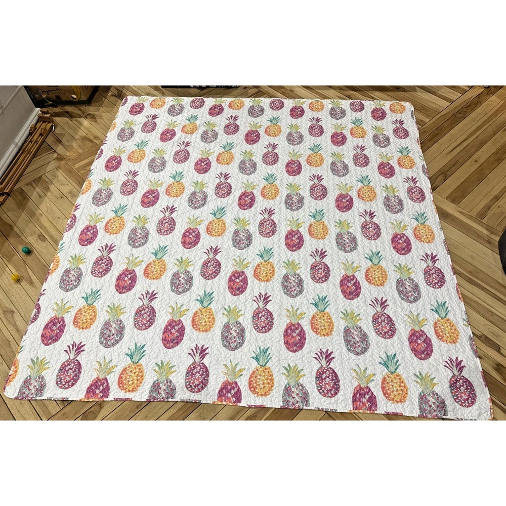 Pineapple Quilt Full Queen Reversible Quilt + 2 Matching Pillow Shams 92" x 87"